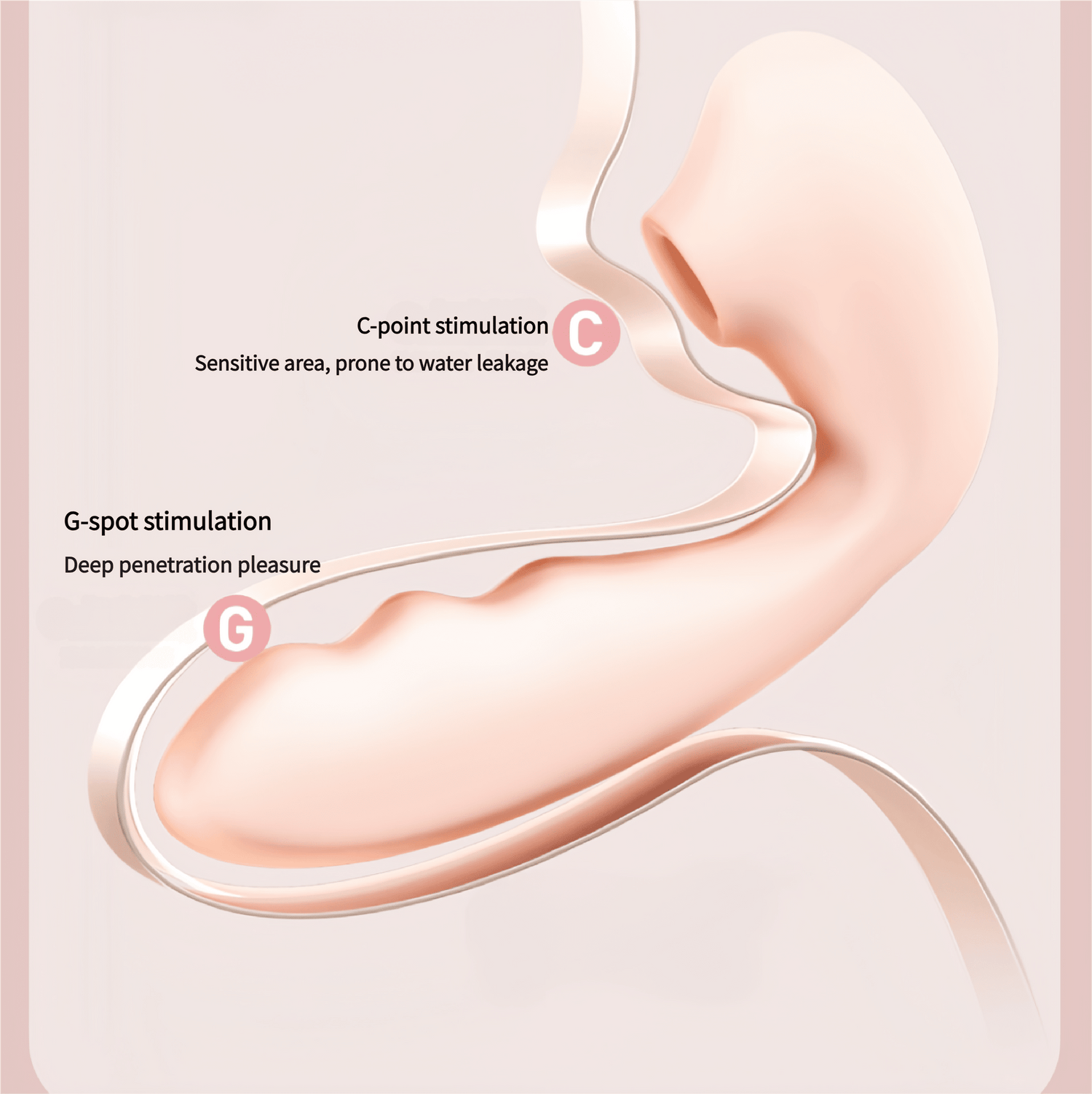A close-up of the 21mm oversized suction port, featuring sloped sides for a snug fit, fully covering sensitive areas like the C-spot.