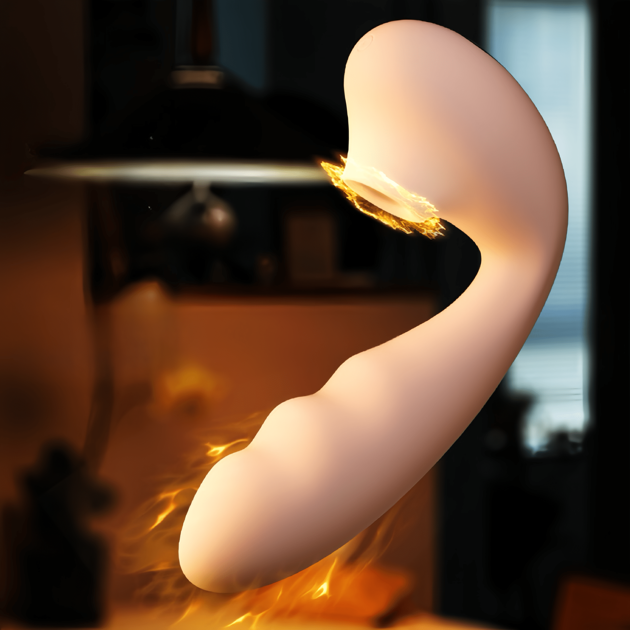 Demonstrates the vibration-absorbing and heating technology, activating both modes simultaneously for multiple, internal and external pleasures.