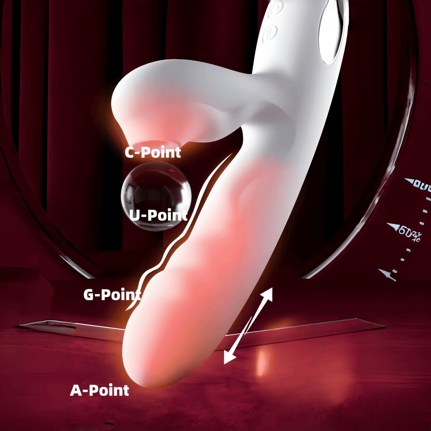 A close-up of its vacuum suction technology, specifically targeting the C-spot with deep pulse suction technology, providing a far superior sucking experience to real people.