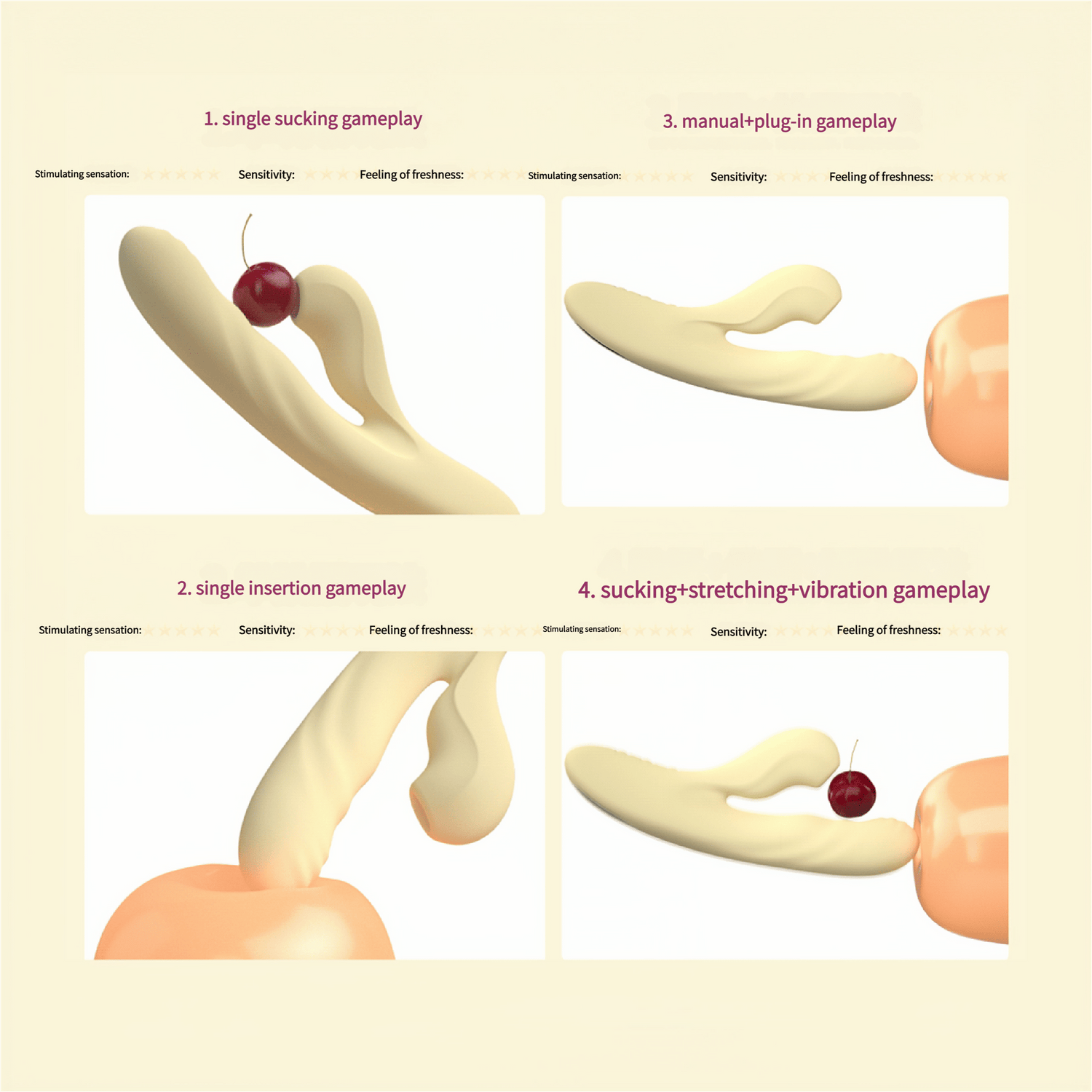 Infographic featuring 10 suction and vibration modes and 7 retraction modes, clearly demonstrating the rich and versatile play options.