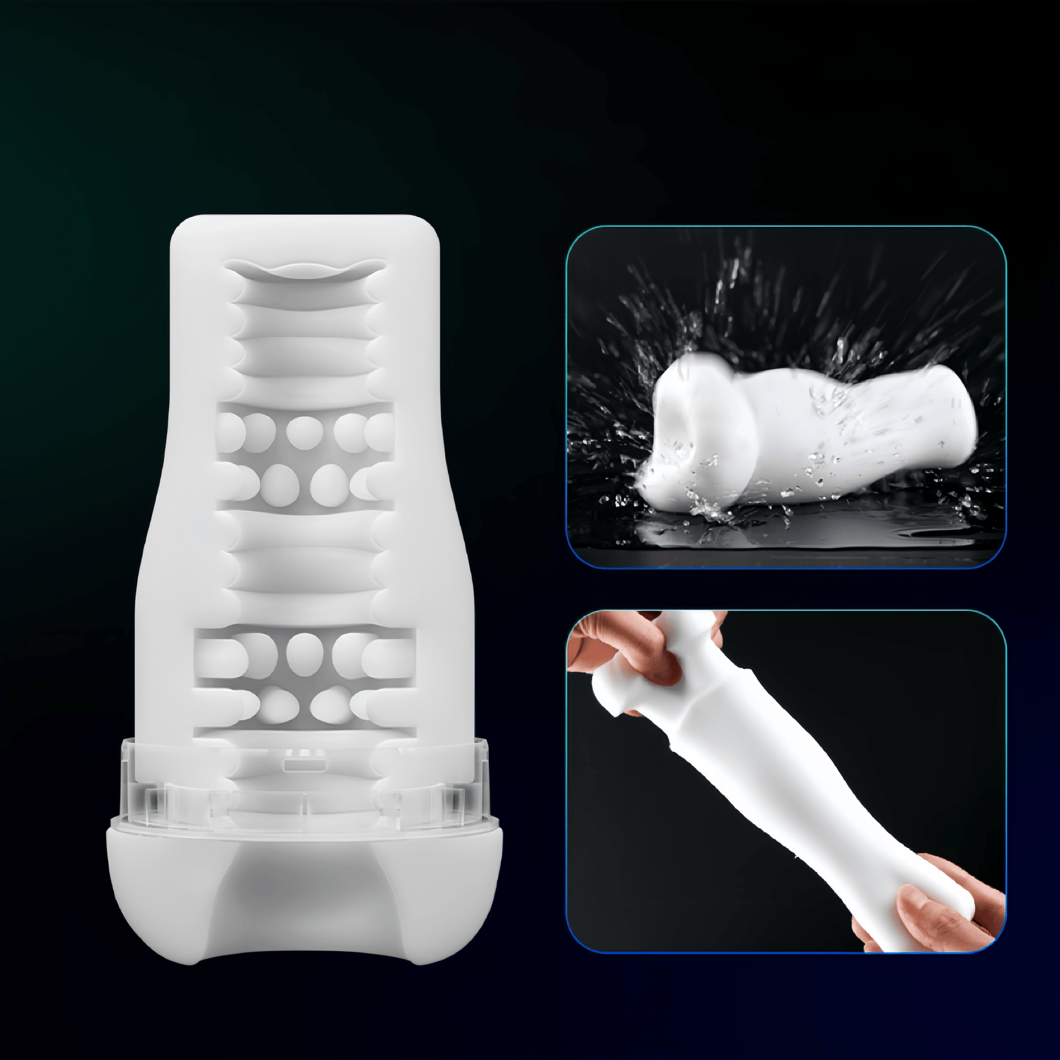 Close-up of the waxy TPE material: Showcasing its flexible, skin-friendly, and oil-resistant properties, it offers a realistic feel and is easy to store.