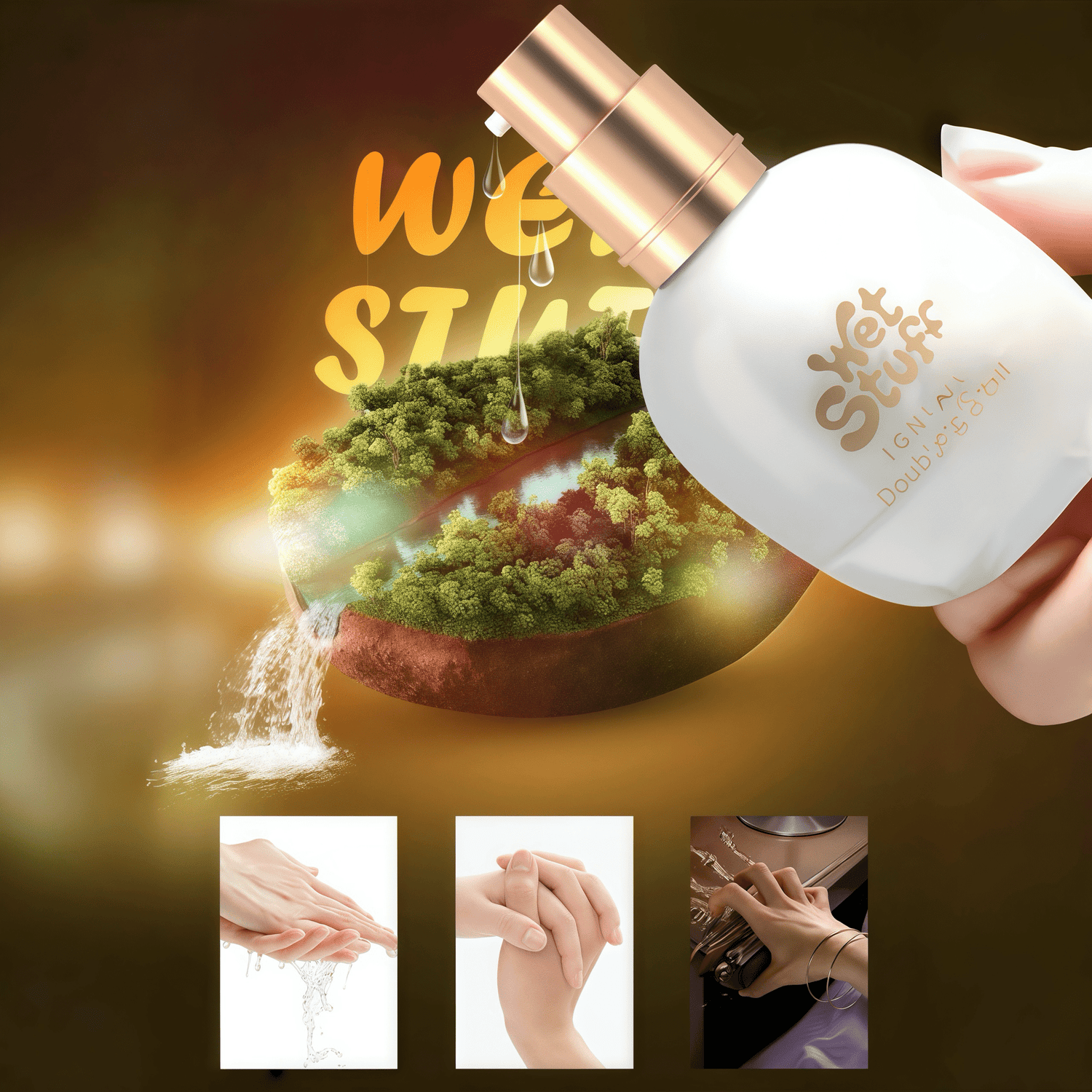 Instant-effect design demonstration: Just a drop triggers a moistening response, shortening foreplay.