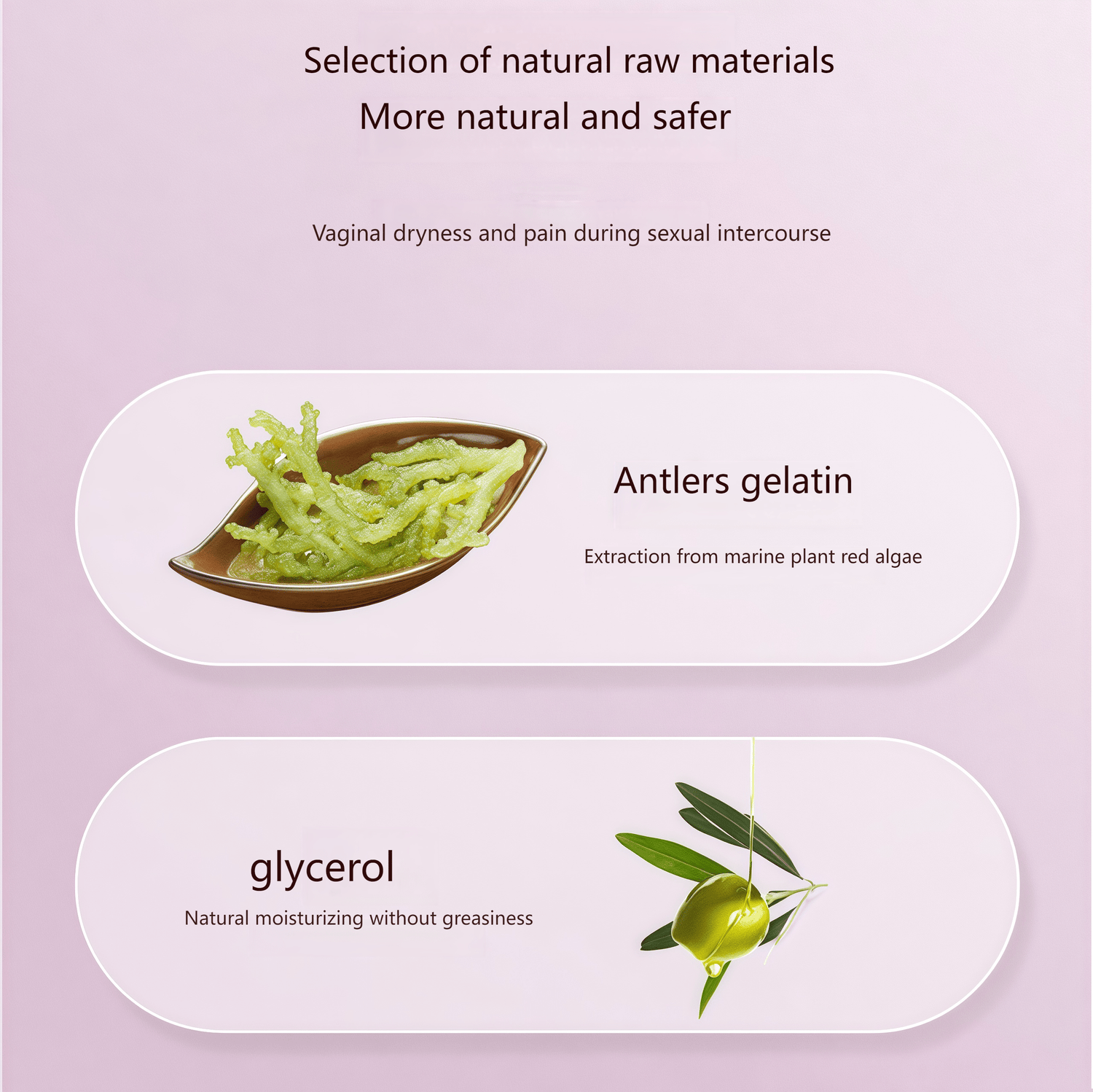 Wetstuff Plus lubricant with carrageenan, extracted from marine red algae, is naturally moisturizing and non-greasy.